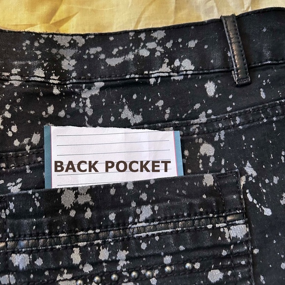 NEW PHOTOS! LEGGINGS, SKINNY DENIM, BLACK/GREY, SIZE 5, BLACK, FLY FRONT, 5 POCK - Picture 16 of 16